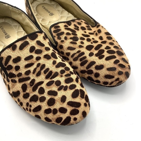 Birdies Starling Smoking Slipper in Cheetah Print Calf Hair Quilted Flats Size 7 - Picture 5 of 16